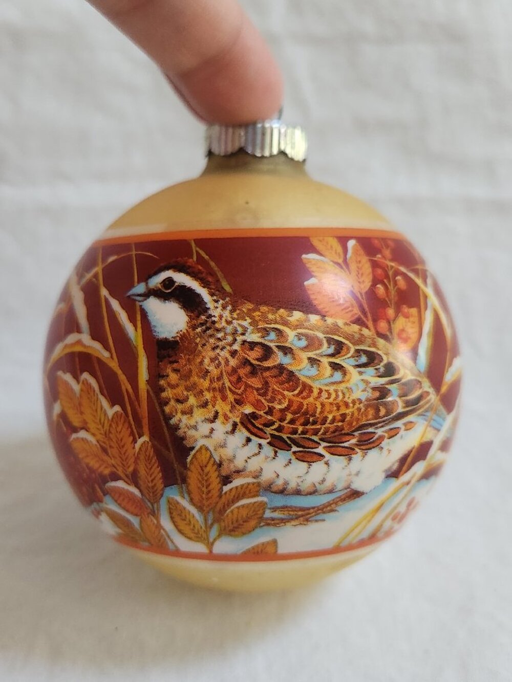 Hallmark 1978 Nature Quail Christmas Ball Ornament AS IS